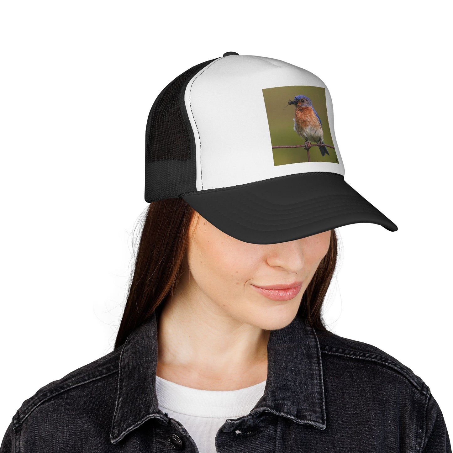 Eastern Bluebird Trucker Cap — Vintage Nature Hat for Birdwatchers