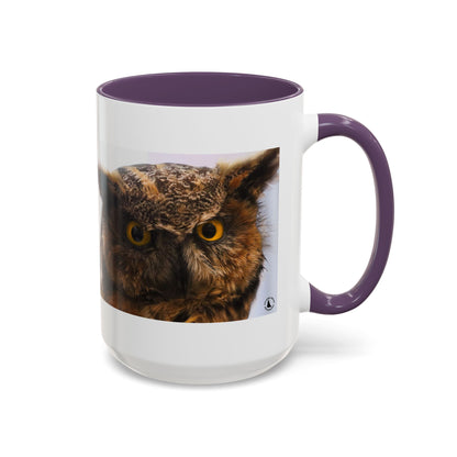 Owl Accent Coffee Mug – Realistic Great Horned Owl Photo (11/15 oz)