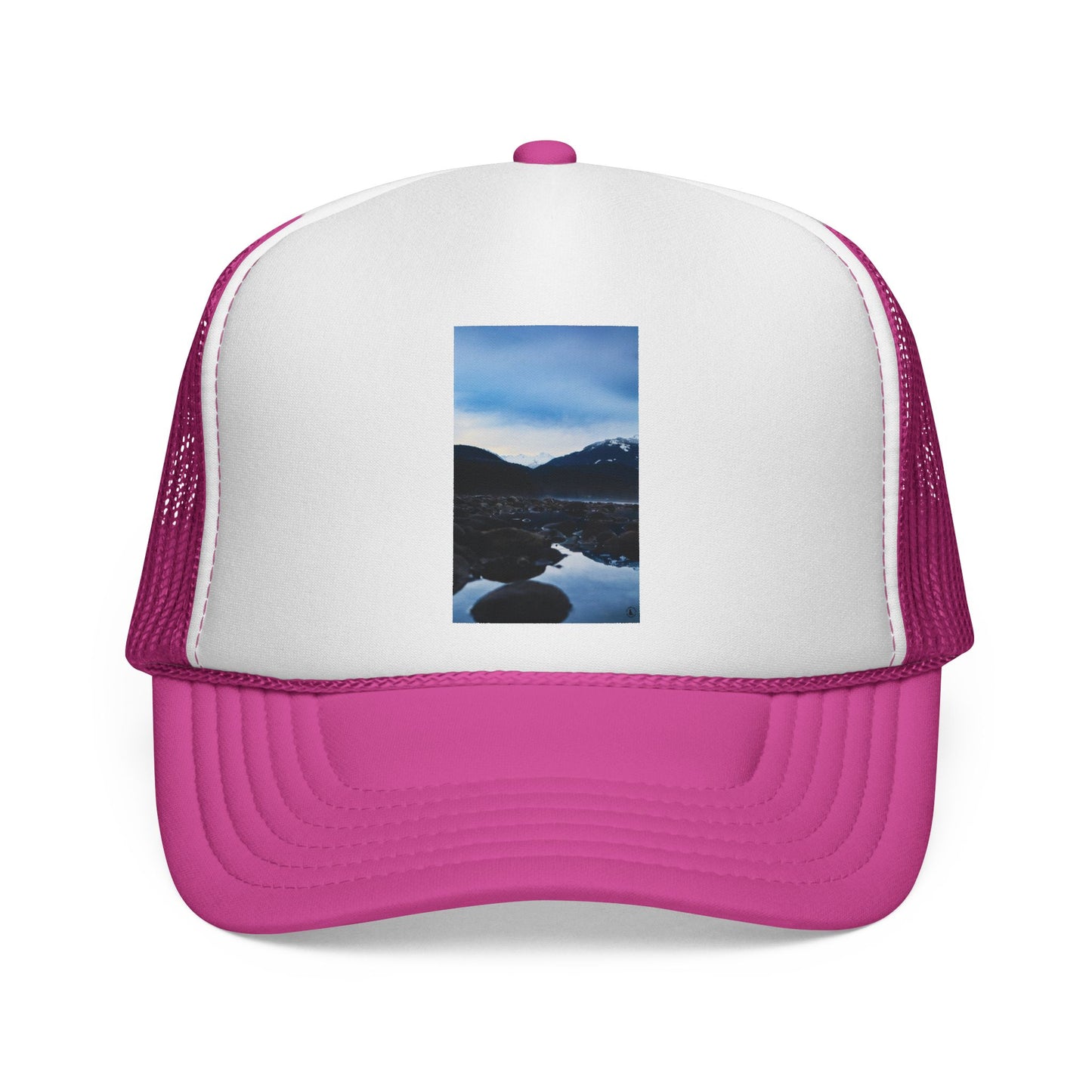 Mountain Lake Trucker Hat — Scenic Nature Photo Cap