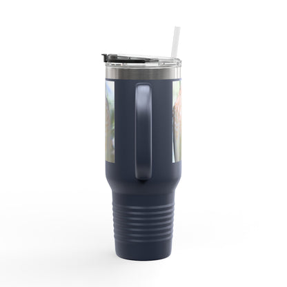 40oz Insulated Travel Mug — Photoreal Hawk Nature Tumbler
