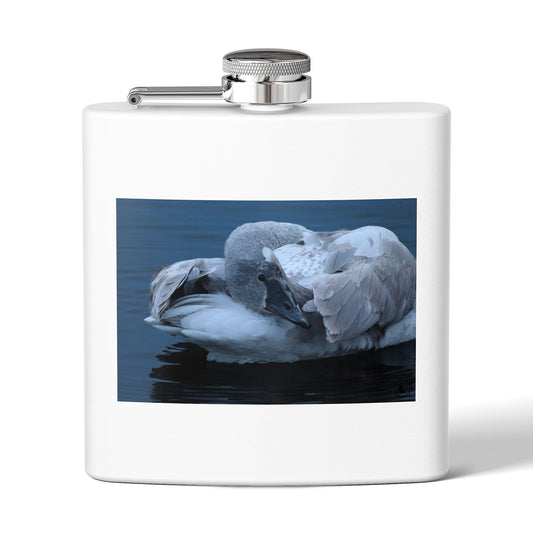 Swan Photo Stainless Steel Flask — 6oz Pocket Hip Flask