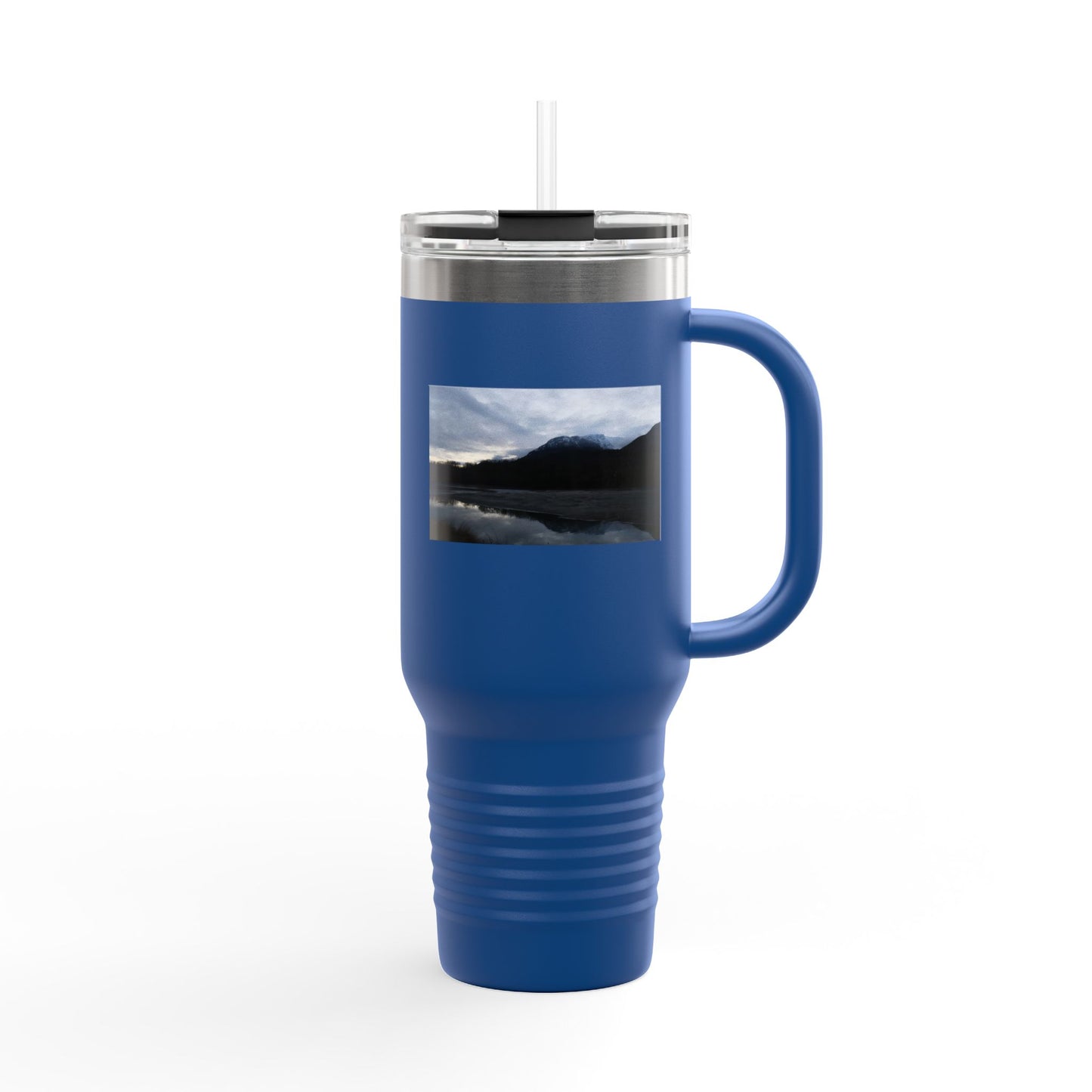 40oz Insulated Travel Mug – Scenic Lake Mountain Photo, Thermal Tumbler for Commuting & Outdoor Adventures