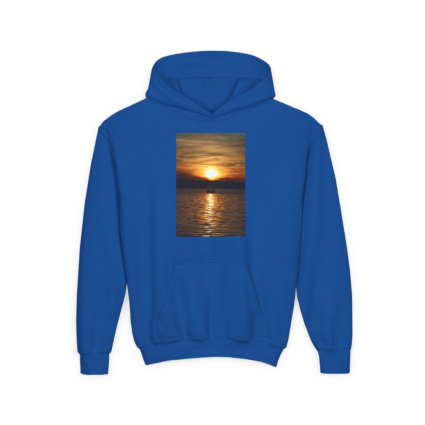 Youth Hoodie with Golden Sunset Photo - Beach Vibes Kids Pullover