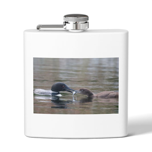 6oz Stainless Steel Flask — Duck Pair Wildlife Photo Hip Flask (Nature Lover Gift)