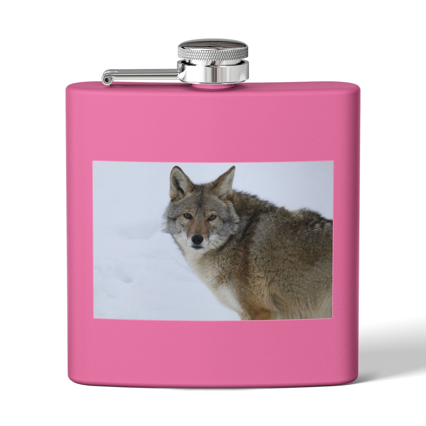 Coyote Photo Stainless Steel Flask — 6oz Wildlife Pocket Flask