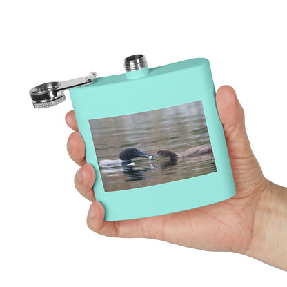 6oz Stainless Steel Flask — Duck Pair Wildlife Photo Hip Flask (Nature Lover Gift)
