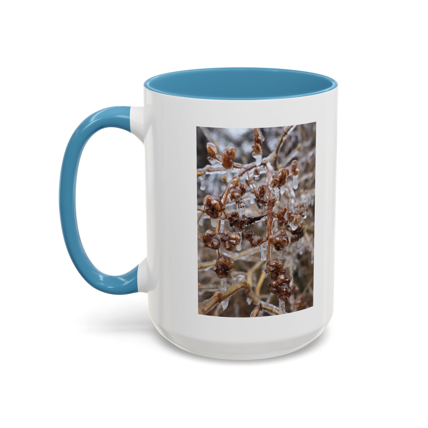 Ice-Coated Berries Accent Coffee Mug (11/15 oz) — Winter Nature Photo