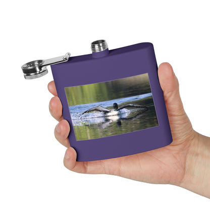 6oz Stainless Steel Flask with Diving Loon Photo – Wildlife Gift for Outdoor Enthusiasts