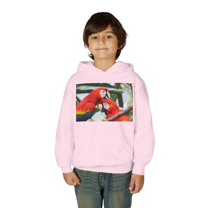 Youth Parrot Hoodie – Colorful Scarlet Macaw Kids Pullover