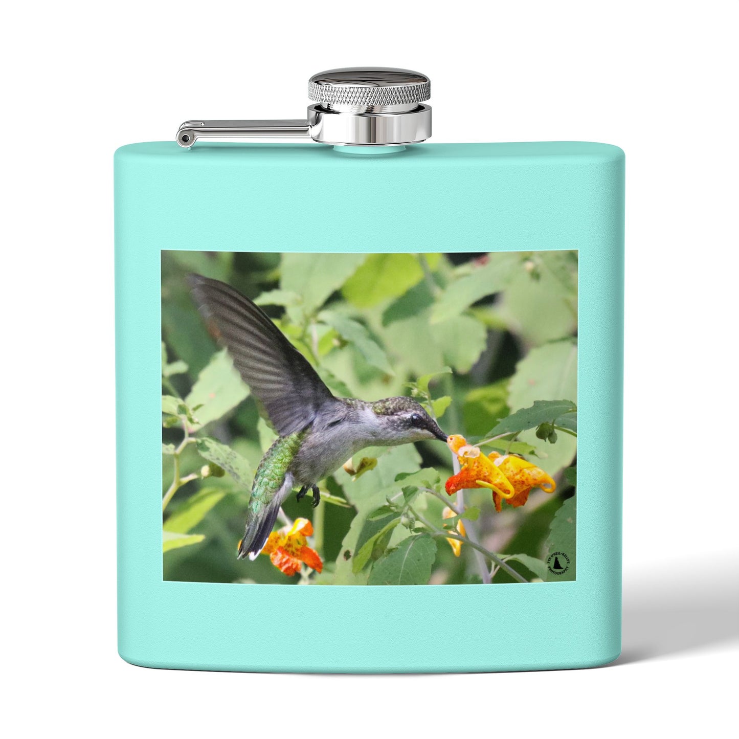 Hummingbird Photo Stainless Steel Flask — 6oz Portable Liquor Hip Flask