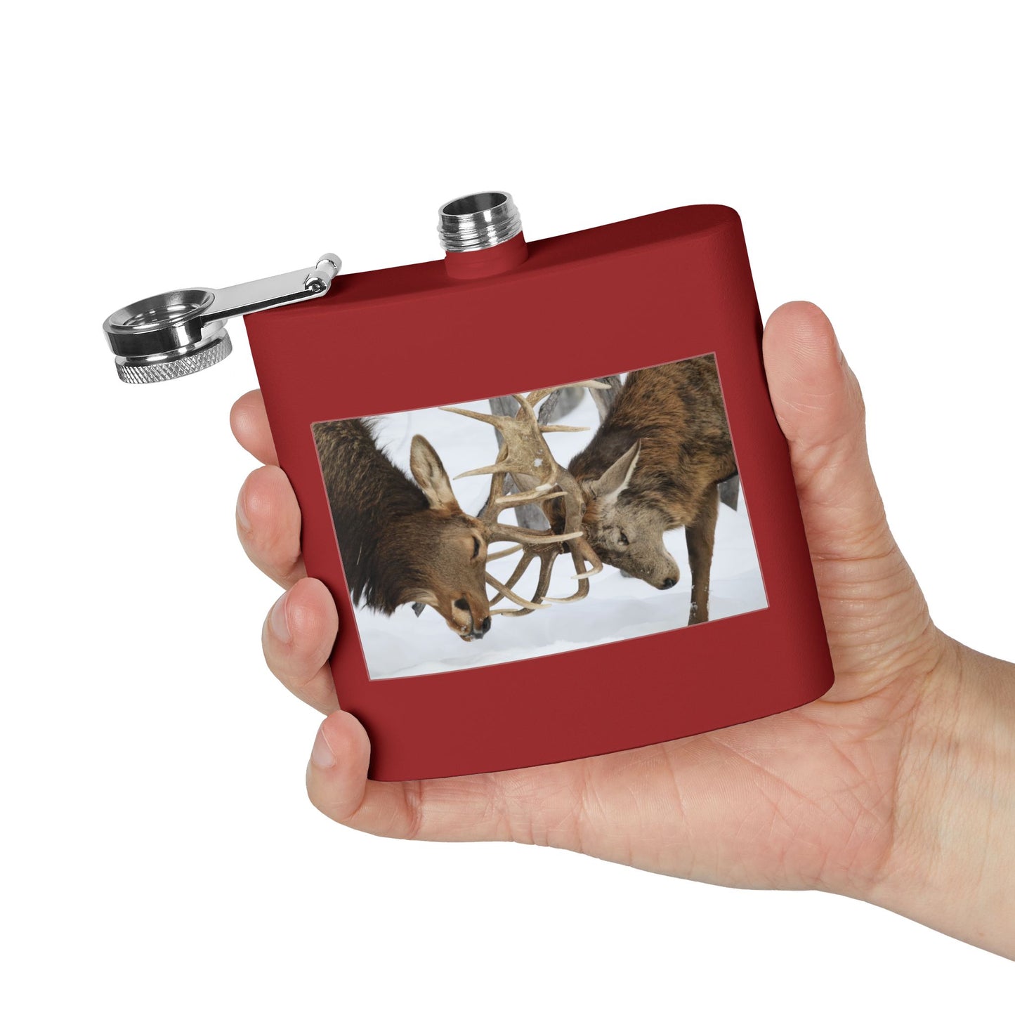6oz Stainless Steel Flask – Fighting Bucks Wildlife Photo Hip Flask