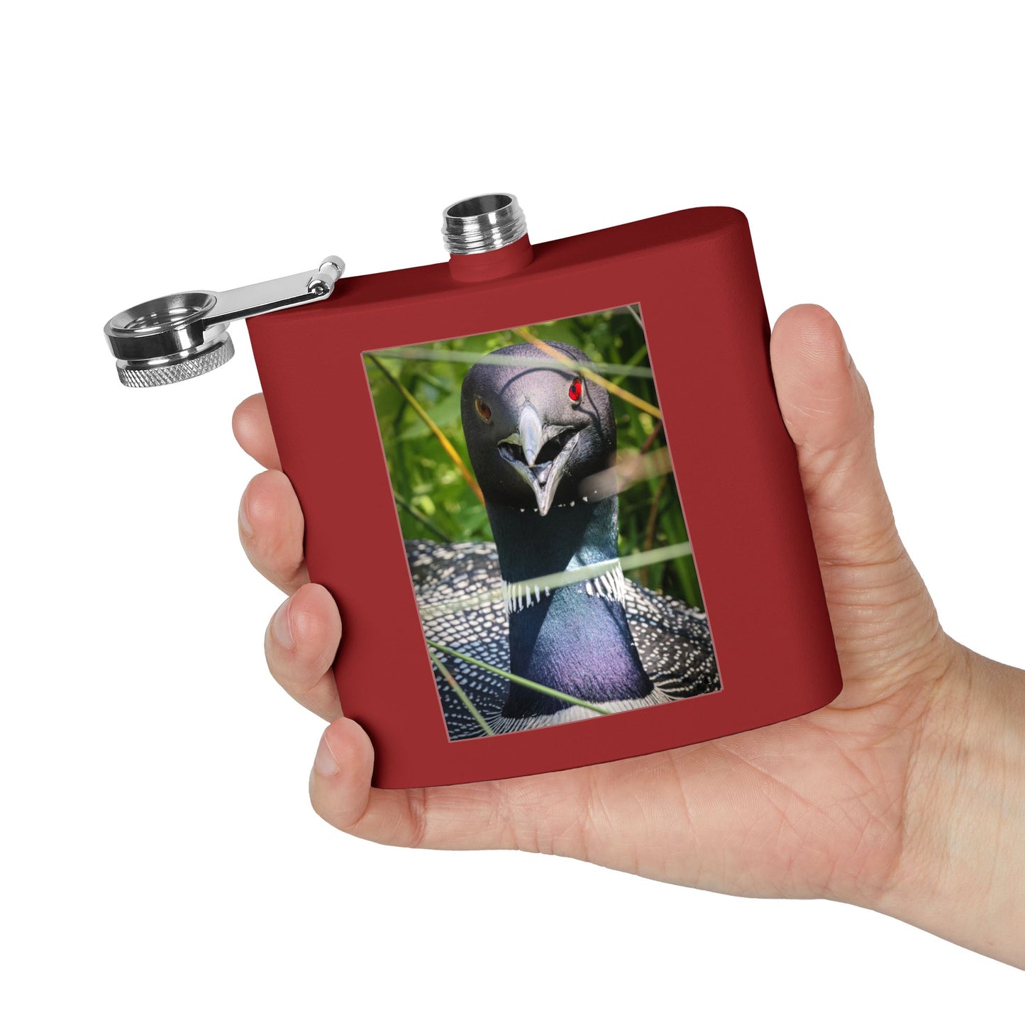 Loon Photo Stainless Steel Flask – 6oz Nature Wildlife Hip Flask