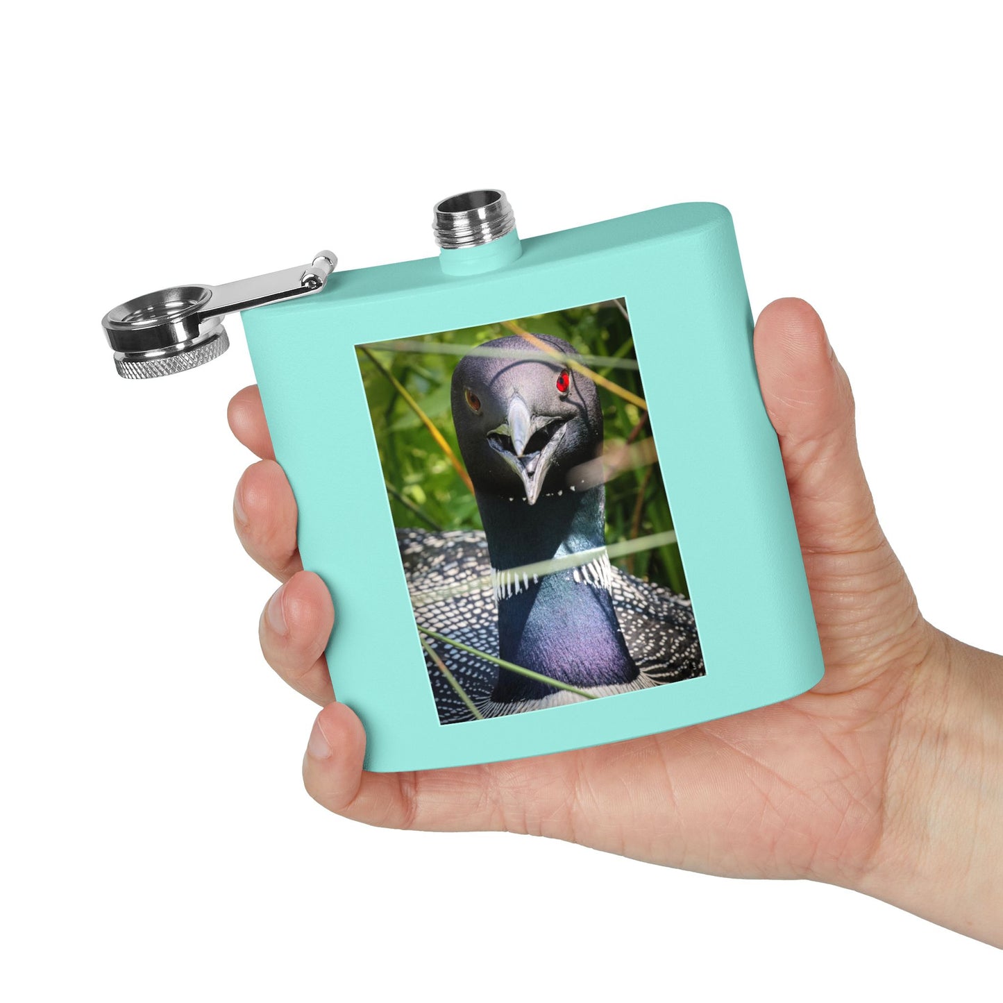 Loon Photo Stainless Steel Flask – 6oz Nature Wildlife Hip Flask