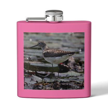 6oz Stainless Steel Flask – Sandpiper Wildlife Photo Hip Flask for Birdwatchers
