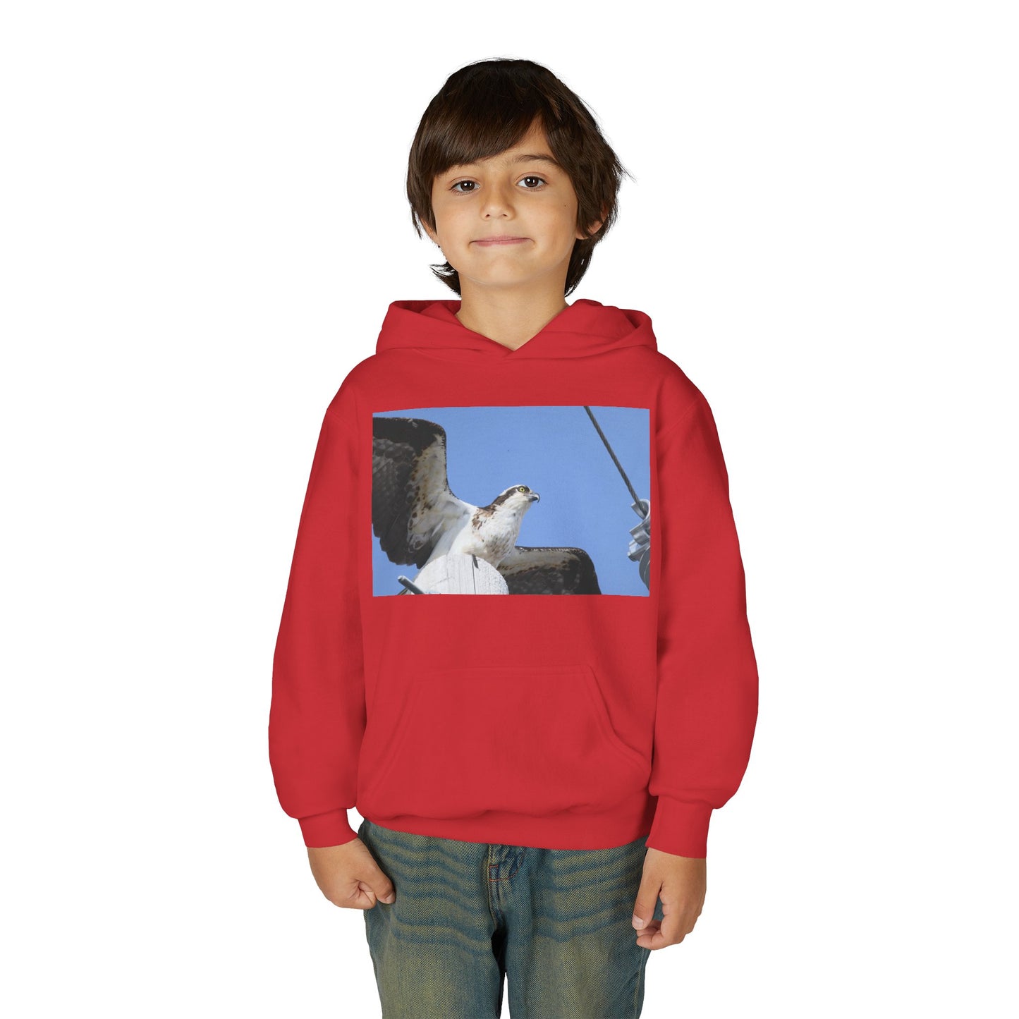 Youth Osprey Photo Hoodie — Kids Birdwatching Nature Pullover