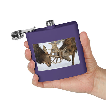 6oz Stainless Steel Flask – Fighting Bucks Wildlife Photo Hip Flask