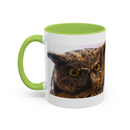Owl Accent Coffee Mug – Realistic Great Horned Owl Photo (11/15 oz)