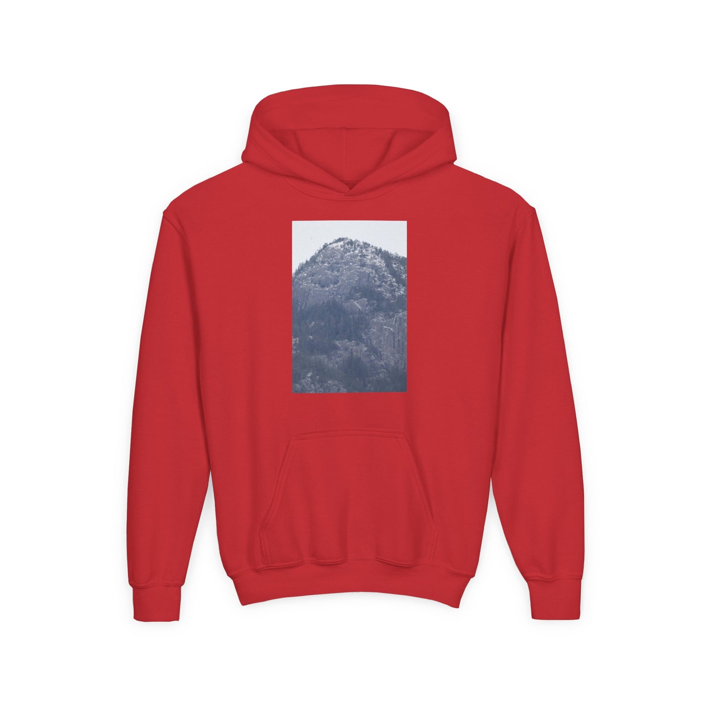 Mountain Peak Youth Hoodie — Winter Snow Scenic Graphic Sweatshirt