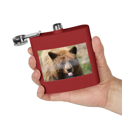 Bear Face 6oz Stainless Steel Flask — Funny Woodland Animal Hip Flask