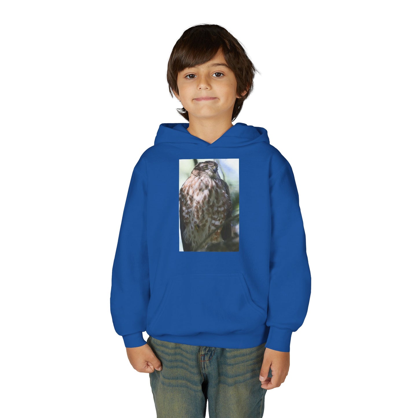 Youth Owl Hoodie – Photoreal Hawk Owl Print Kids' Hooded Sweatshirt