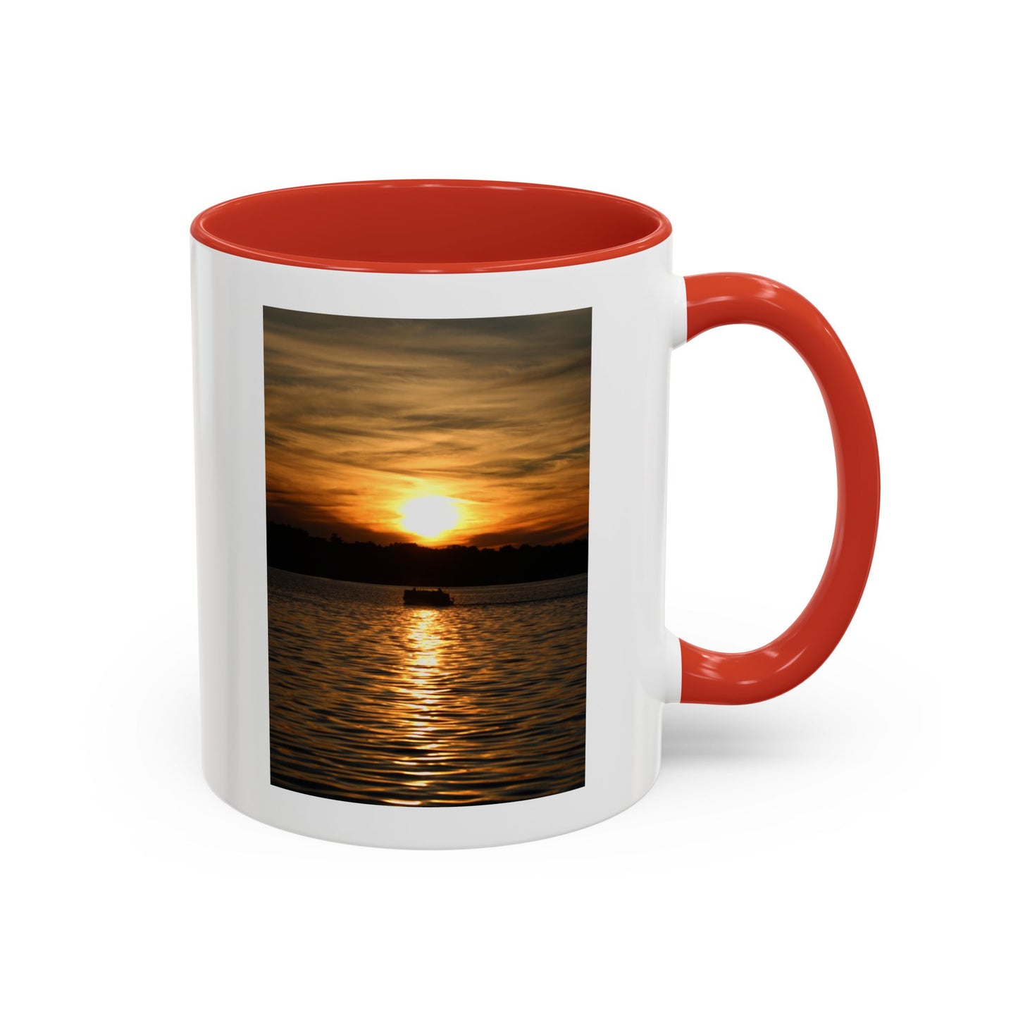 Sunset Lake Photo Accent Coffee Mug — Golden Sunset Reflection (11/15oz)