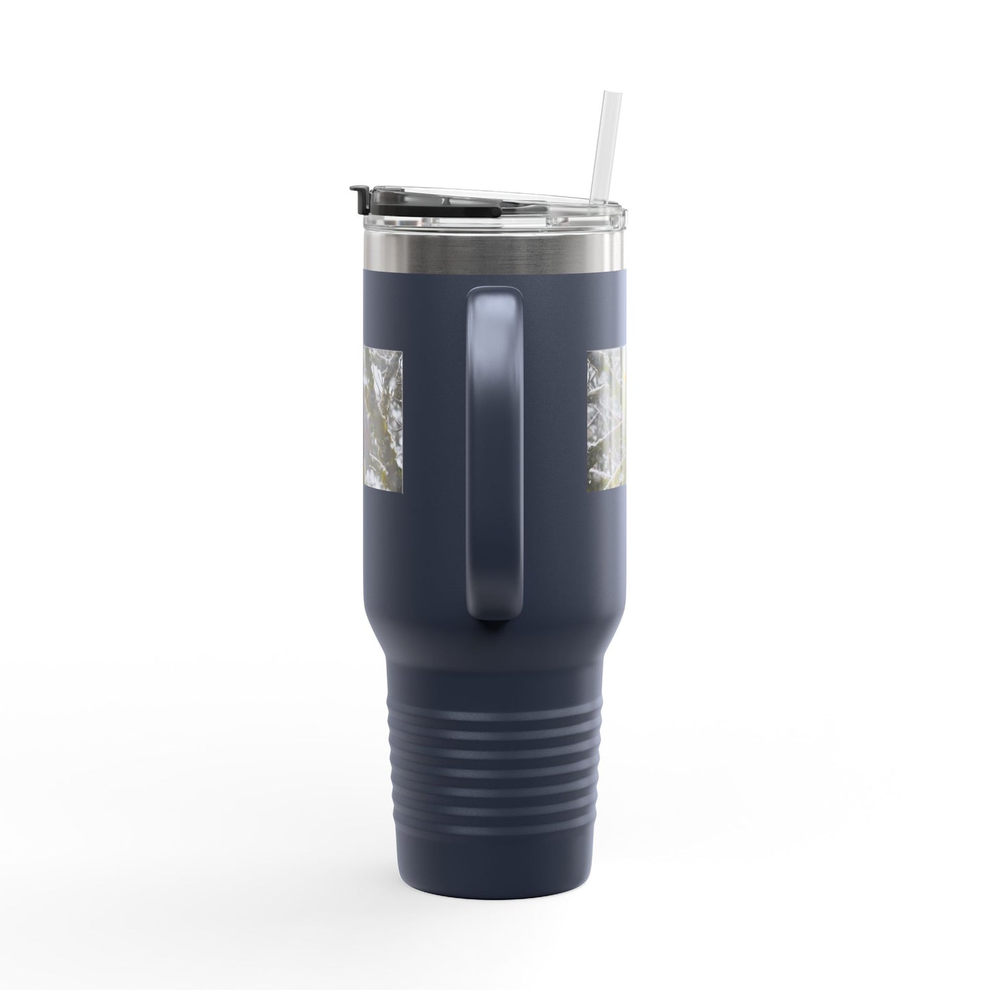 40oz Insulated Travel Mug with Snowy Owl Photo — Cold-Weather Wildlife Tumbler