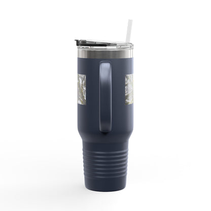 40oz Insulated Travel Mug with Snowy Owl Photo — Cold-Weather Wildlife Tumbler