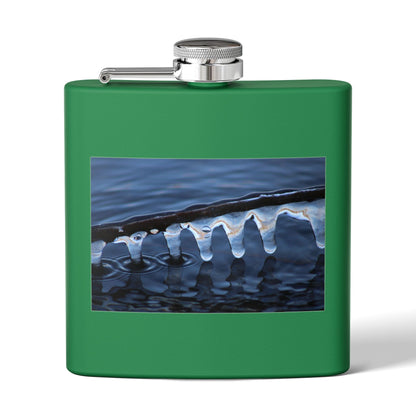 Ice Edge Flask — 6oz Stainless Steel Hip Flask with Winter Water Photography