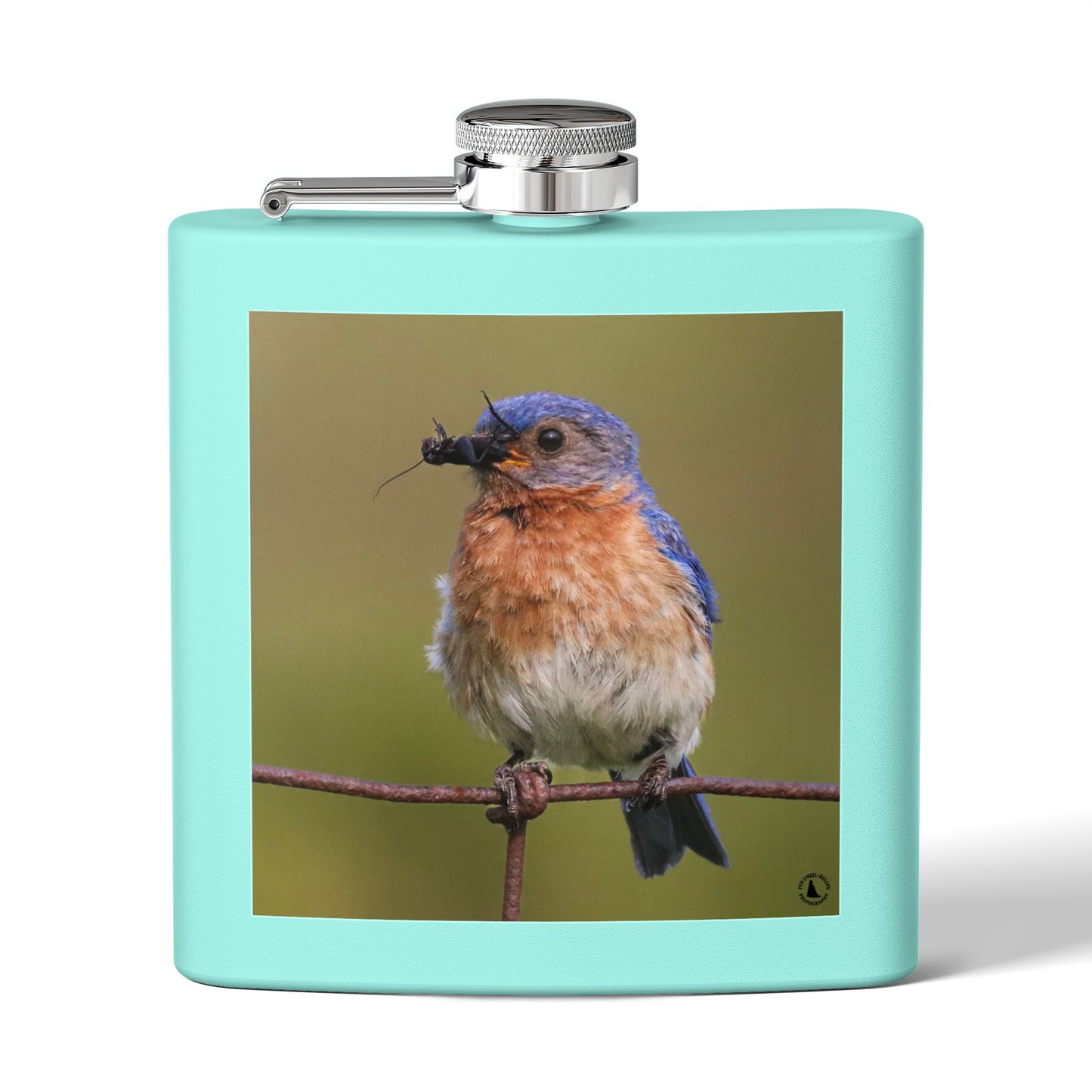 6oz Bluebird Stainless Steel Flask — Nature Photo Pocket Hip Flask