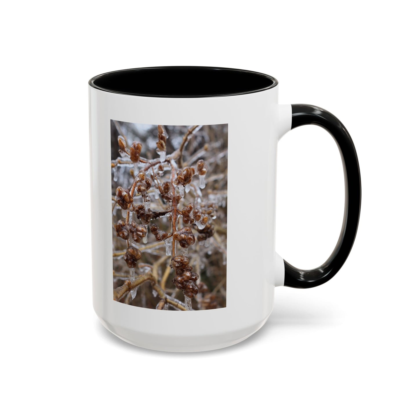 Ice-Coated Berries Accent Coffee Mug (11/15 oz) — Winter Nature Photo