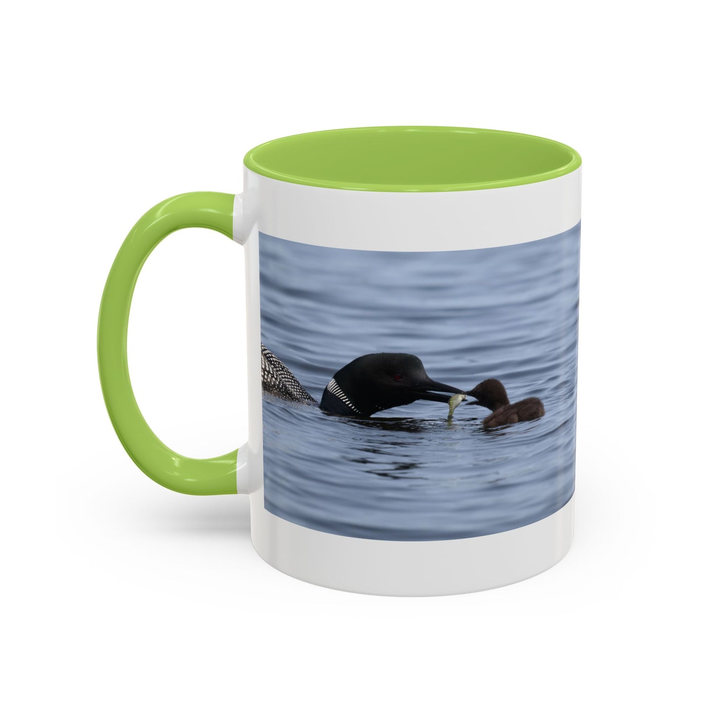 Loon Family Accent Coffee Mug — Scenic Lake Bird Photography (11/15oz)