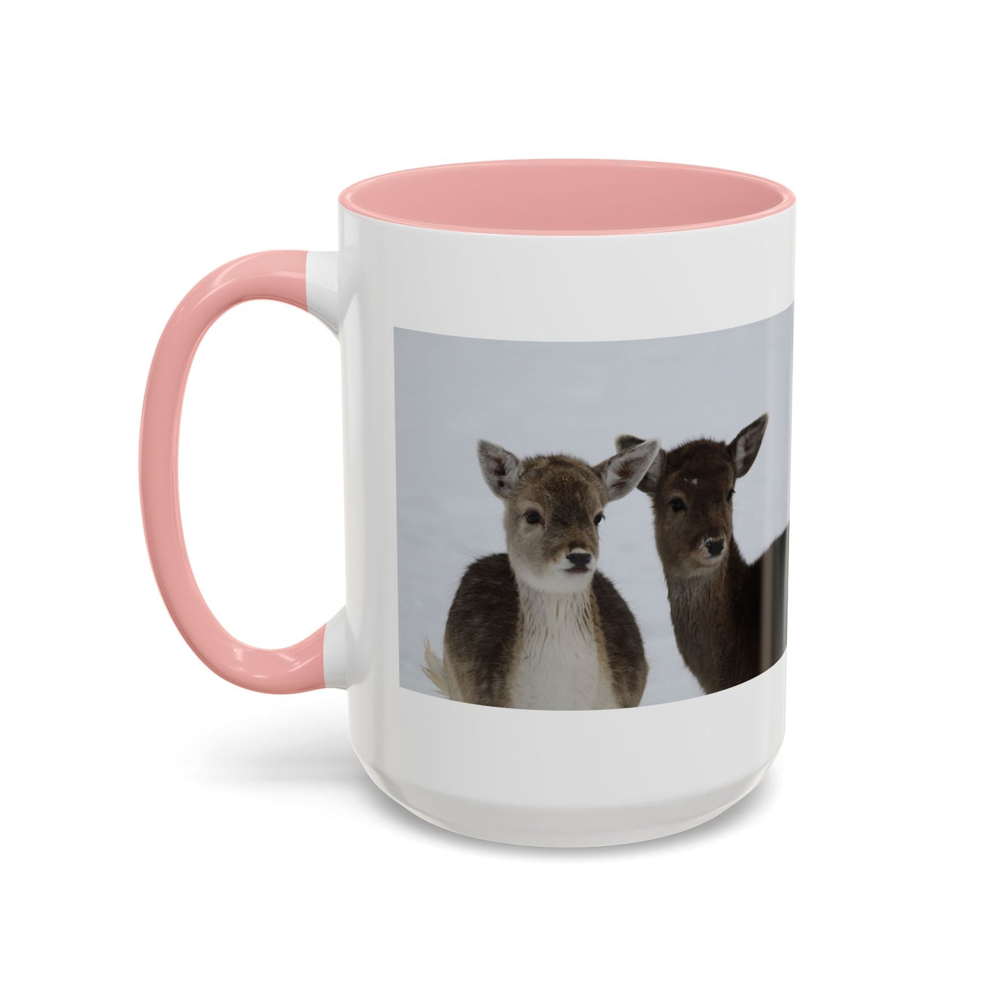 Deer Pair Accent Coffee Mug — Cute Winter Wildlife Ceramic Mug (11/15oz)