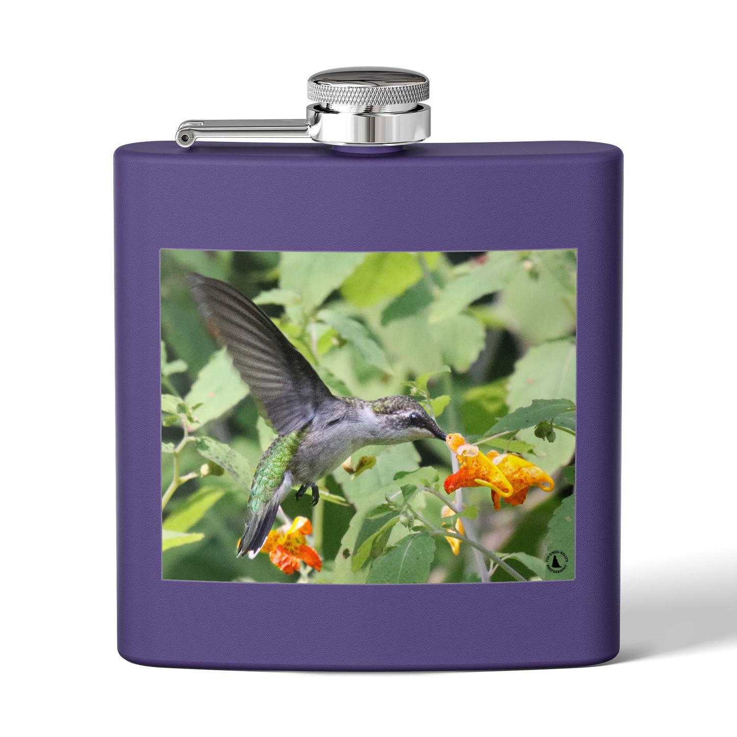 Hummingbird Photo Stainless Steel Flask — 6oz Portable Liquor Hip Flask