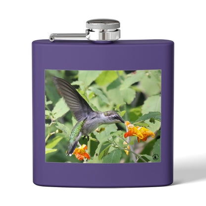 Hummingbird Photo Stainless Steel Flask — 6oz Portable Liquor Hip Flask