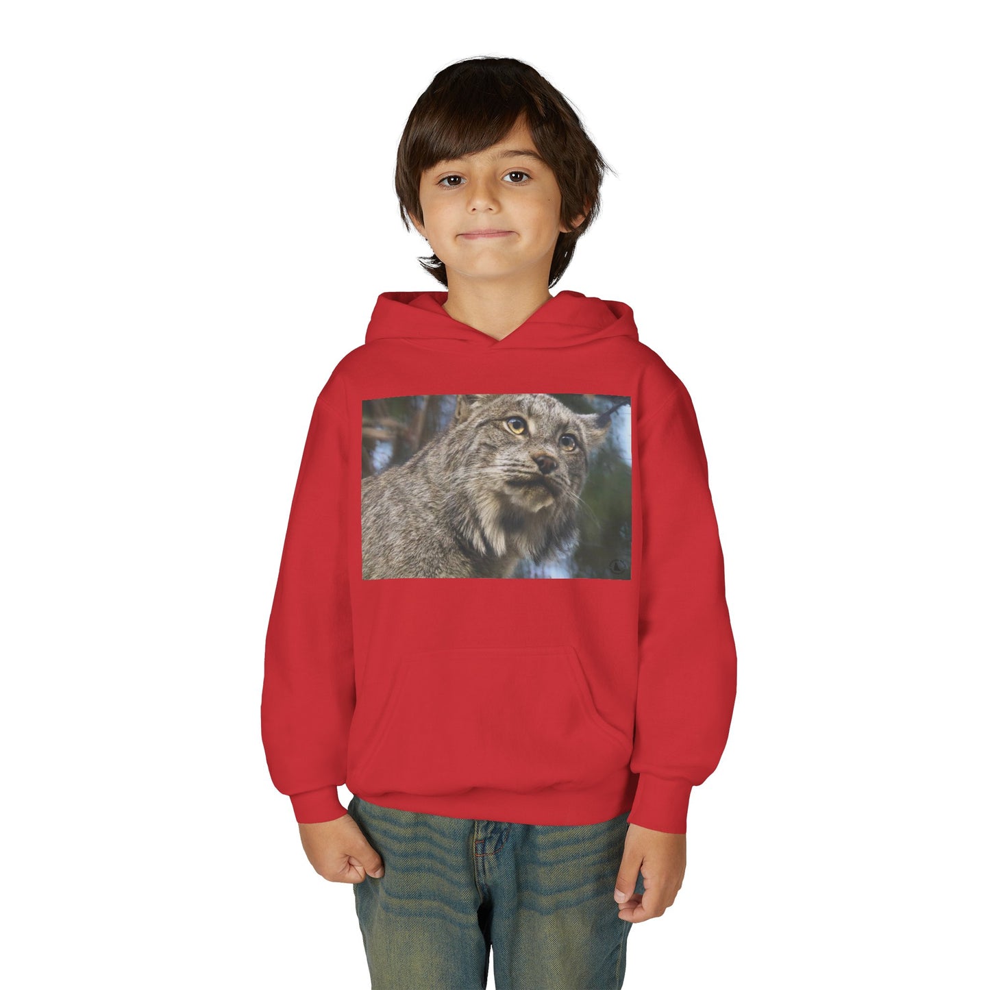 Youth Lynx Hoodie – Realistic Wildcat Photo Pullover for Kids