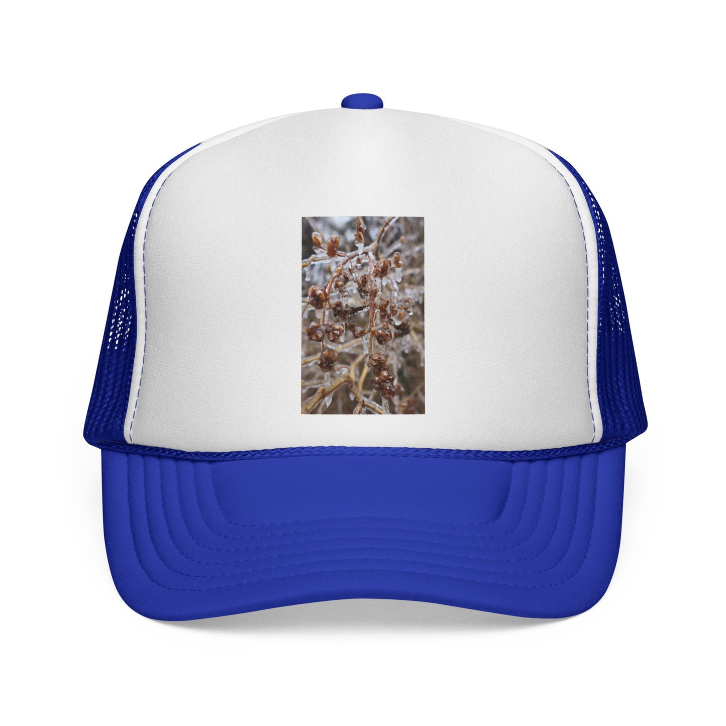Frosted Grass Trucker Cap – Winter Nature Photo Mesh Hat