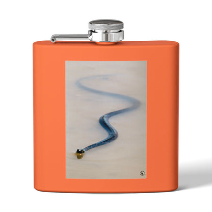 6oz Stainless Steel Flask with Serpentine Snow Trail Photo – Minimal Outdoor Gift