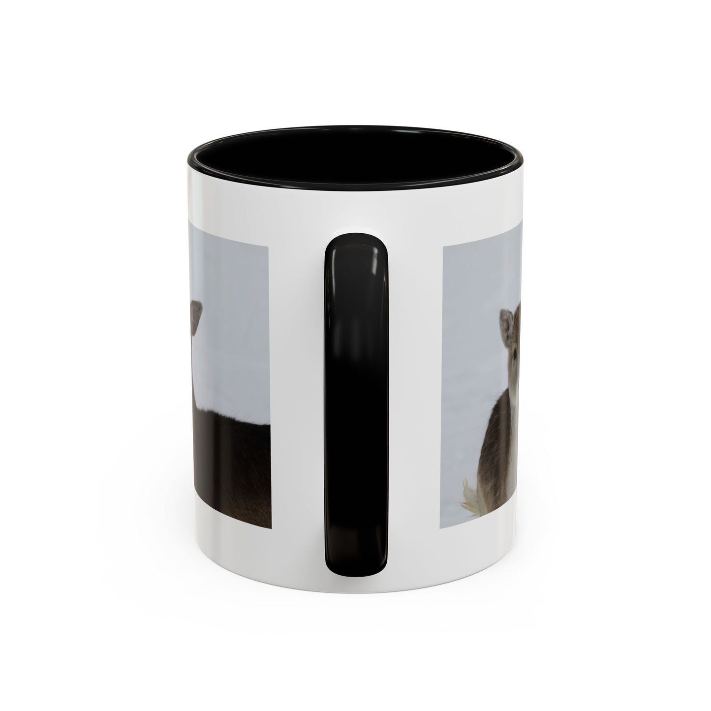 Deer Pair Accent Coffee Mug — Cute Winter Wildlife Ceramic Mug (11/15oz)