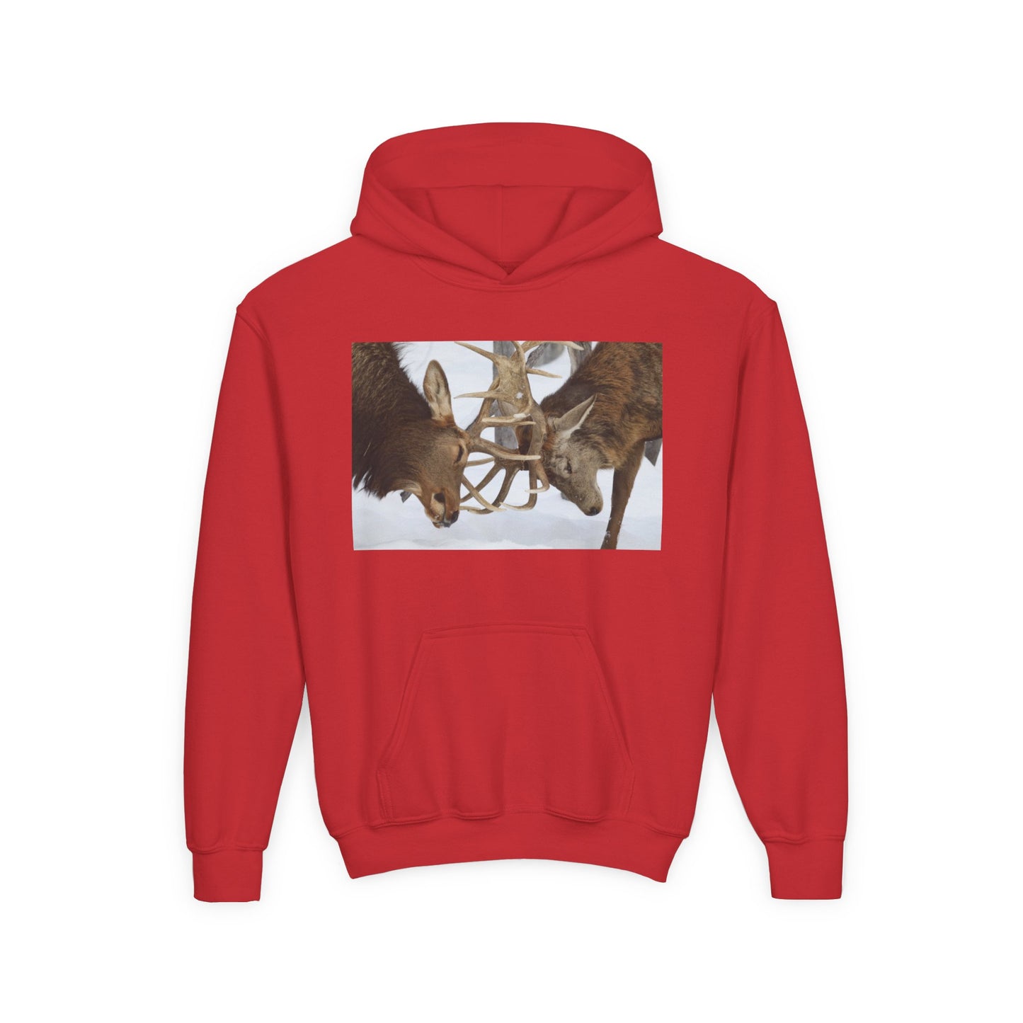 Fighting Deer Antlers Youth Hoodie | Wildlife Nature Illustration