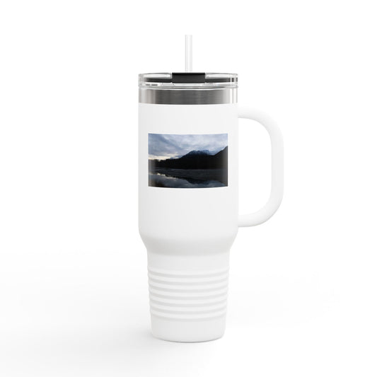 40oz Insulated Travel Mug – Scenic Lake Mountain Photo, Thermal Tumbler for Commuting & Outdoor Adventures
