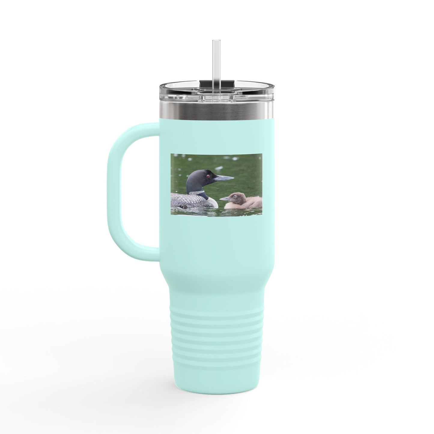 40oz Insulated Travel Mug with Duck and Duckling Photo