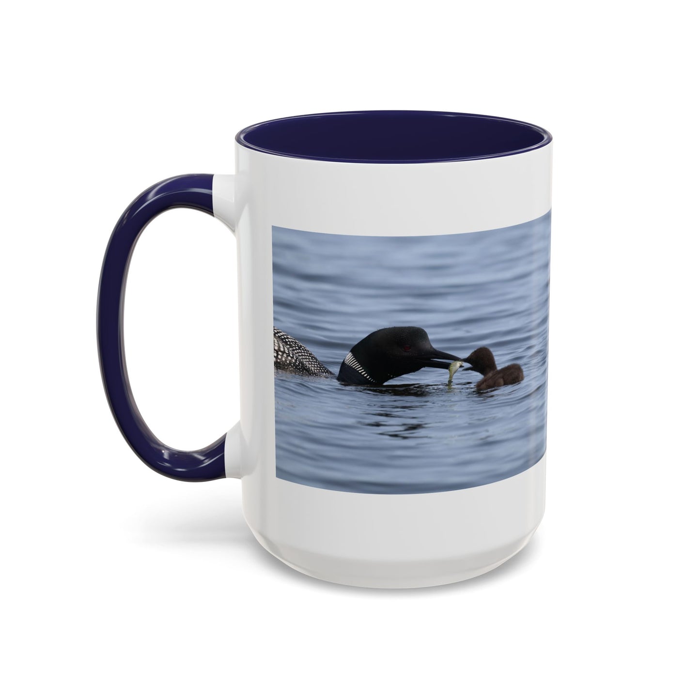 Loon Family Accent Coffee Mug — Scenic Lake Bird Photography (11/15oz)
