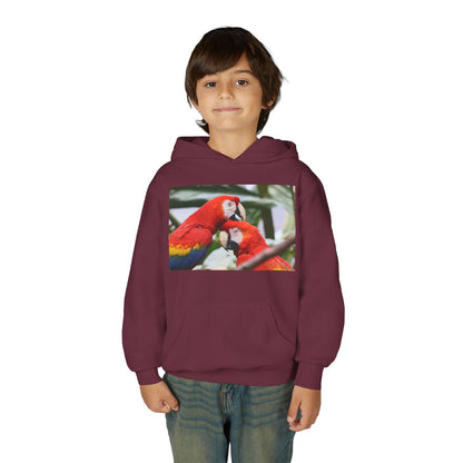 Youth Parrot Hoodie – Colorful Scarlet Macaw Kids Pullover