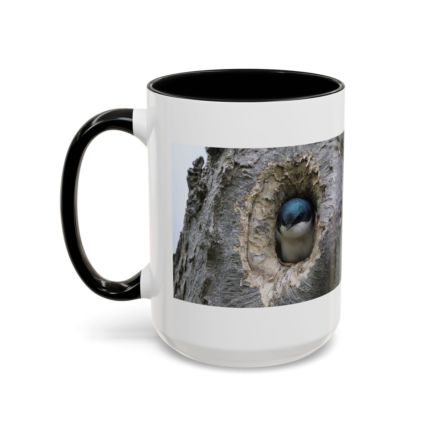 Bluebird in Tree Cavity Accent Coffee Mug — Nature Wildlife Ceramic Mug (11/15oz)