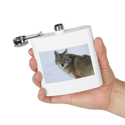 Coyote Photo Stainless Steel Flask — 6oz Wildlife Pocket Flask
