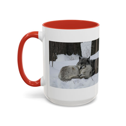 Wolf Pair Accent Coffee Mug – Winter Wildlife Photo Mug (11/15 oz)