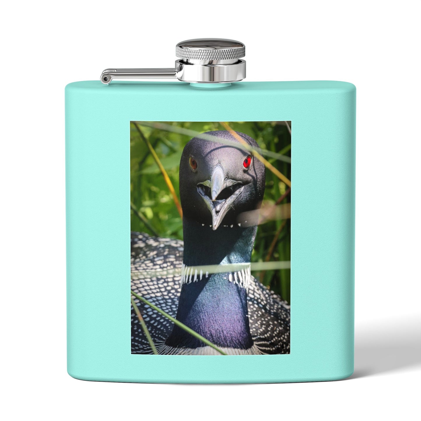 Loon Photo Stainless Steel Flask – 6oz Nature Wildlife Hip Flask