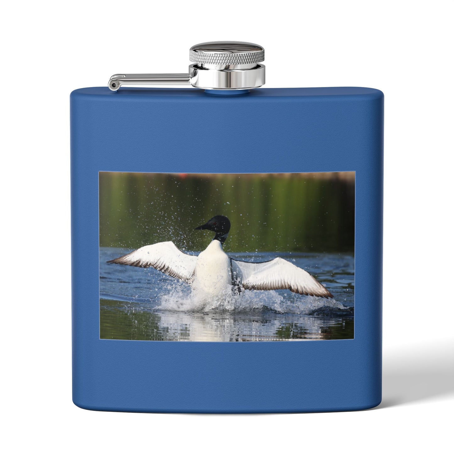 Duck Photography 6oz Stainless Steel Flask — Loon Splash Wildlife Hip Flask