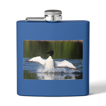 Duck Photography 6oz Stainless Steel Flask — Loon Splash Wildlife Hip Flask