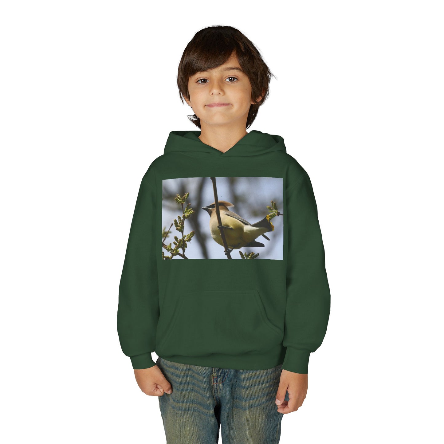 Cedar Waxwing Bird Hoodie | Youth Hooded Sweatshirt